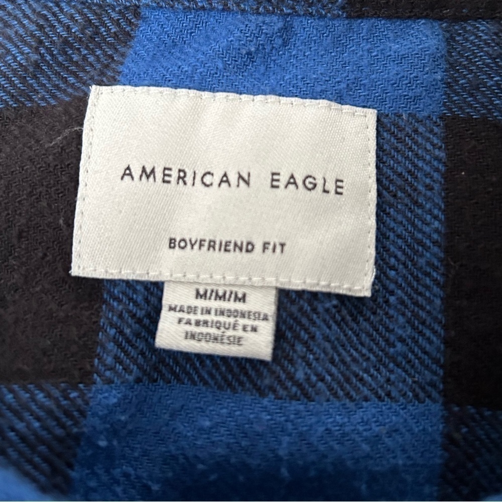 American Eagle Plaid Boyfriend Fit Button Down Flannel Shirt - Picture 7 of 8
